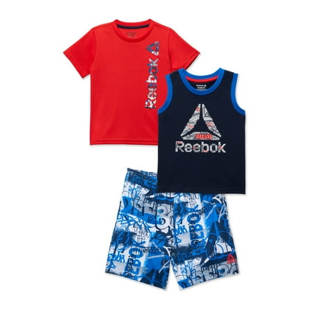Reebok Baby and Toddler Boy T-Shirt, Tank Top, and Shorts Outfit Set, 3-Piece, Sizes 12M-5T