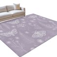 thumbnail image 2 of 5'x7' Area Rugs, Purple Butterfly Botanical Indoor Outdoor Area Rug for Living Room Bedroom, Summer Plants Line Art Washable Bathroom Rugs Kitchen Floor Carpet Mats Home Decor Aesthetic, 2 of 8