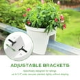 thumbnail image 3 of Aoodor Deck Railing Planter Boxes Set of 4, 12 Inch Rattan Pattern Round Outdoor Planters with Adjustable Brackets for Patio, Balcony, Fence, White, 3 of 7