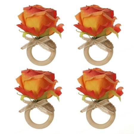 

Handmade Flower Napkin Rings Set of 4 Faux Rose Napkin Rings Flower Napkin Holder for Table Decoration Wedding
