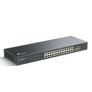 Loocam 26-Port Gigabit PoE Switch with 24-10/100/1000Mbps PoE Ports, 2-Gigabit SFP Uplink ports, Plug and Play