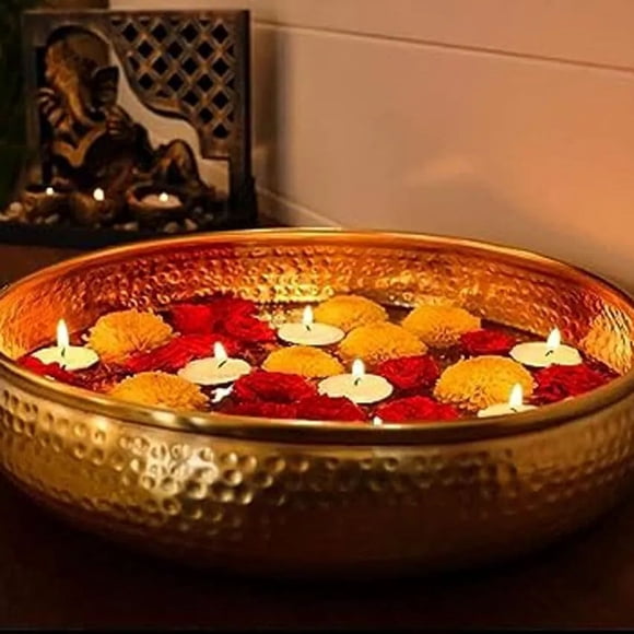 Bol Décoratif en Forme de Fleur Diya pour la Maison, Bol Artisanal Flottant 14 Pouces