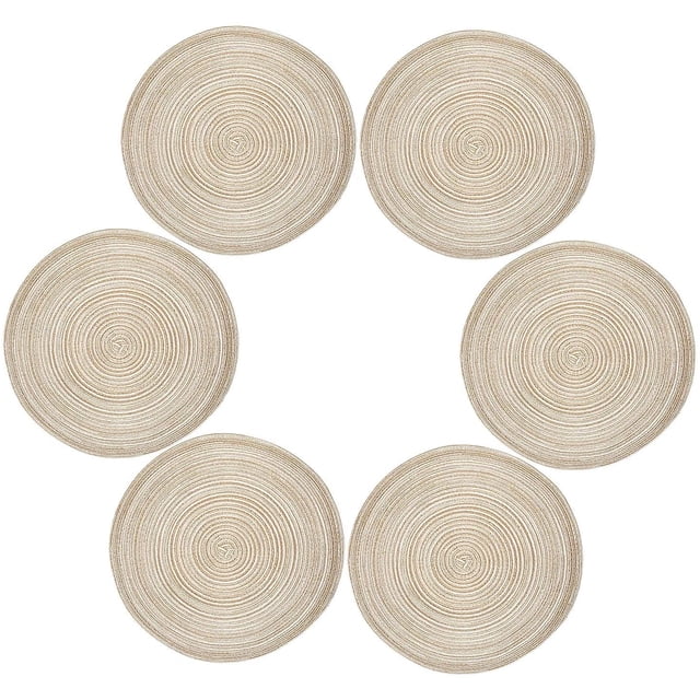 Juego de 6 manteles individuales redondos resistentes al calor, manteles individuales tejidos, manteles para mesa de comedor, 36 cm