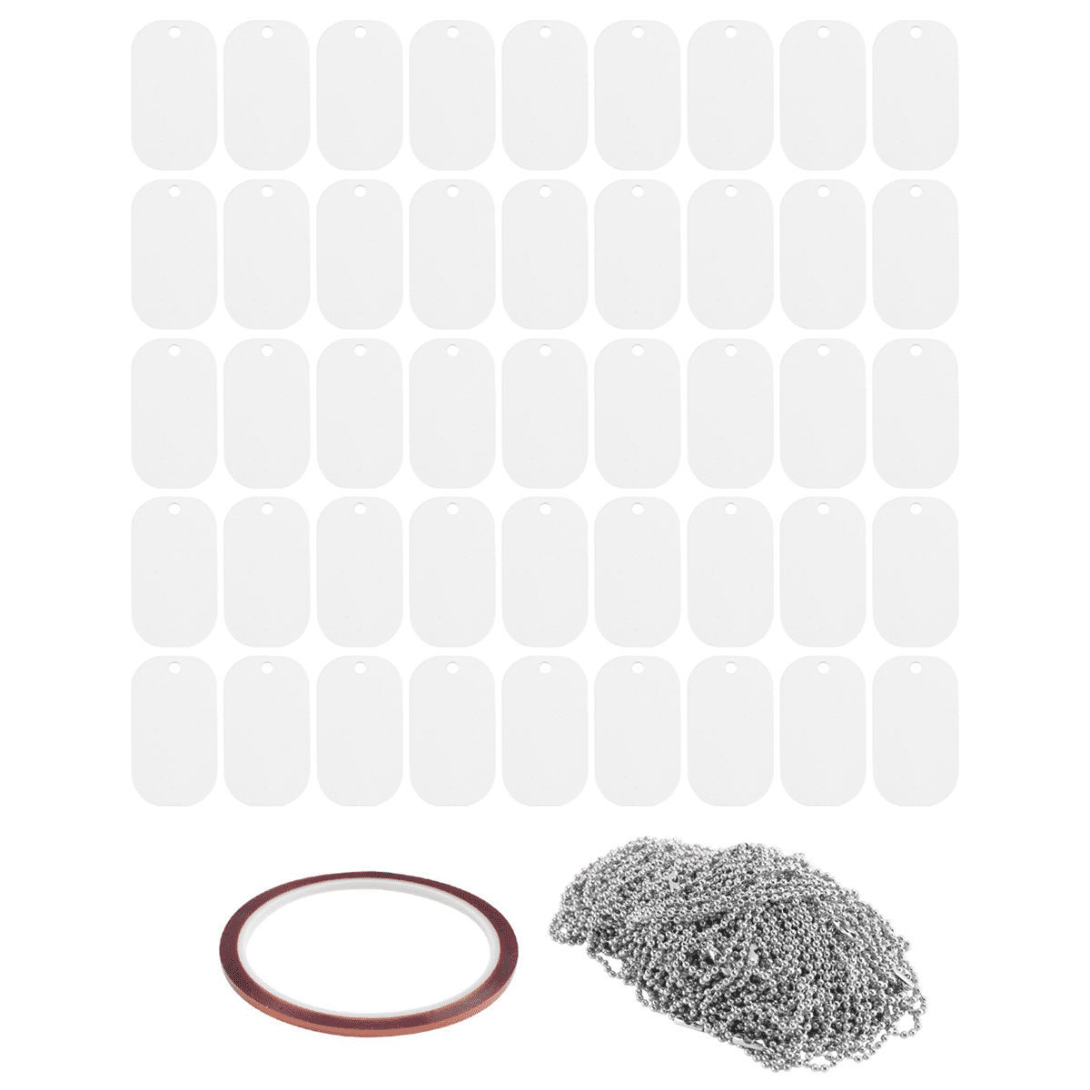 45Pcs Sublimation Blank Dog Tag Aluminum White Sublimation Stamping Tag Pendants Double Sided Blank Stampi