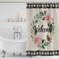 thumbnail image 2 of Shower Curtain Bathroom Set Farm Watercolor Flower Leaves Bird Waterproof Fabric Shower Curtains with Grommets&Hooks, Black Buffalo Burlap Linen Privacy Bath Curtain for Bathtub 36x72in, 2 of 9