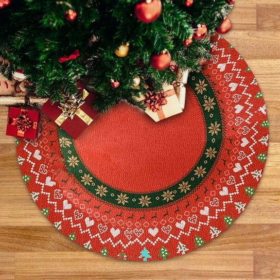 ESULOMP Christmas Tree Skirt, 24 Inch Red Soft Faux Fur Tree Skirts Plush Christmas Decorations, Red Ornaments Christmas Tree Skirts Xmas Decorations Indoor Holiday Party Decor