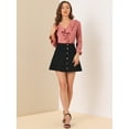 thumbnail image 3 of Blusa de Gasa Allegra K Cuello En V con Volantes para Mujer Manga de Pulsera Blusa Campesina Vintage Rosa Oscuro L, 3 of 6