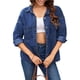 thumbnail image 3 of Camisa Vaquera para Mujer, Chaqueta, Camisa Vaquera Informal de Larga, Conjuntos de Otoño Azul Oscuro L, 3 of 9