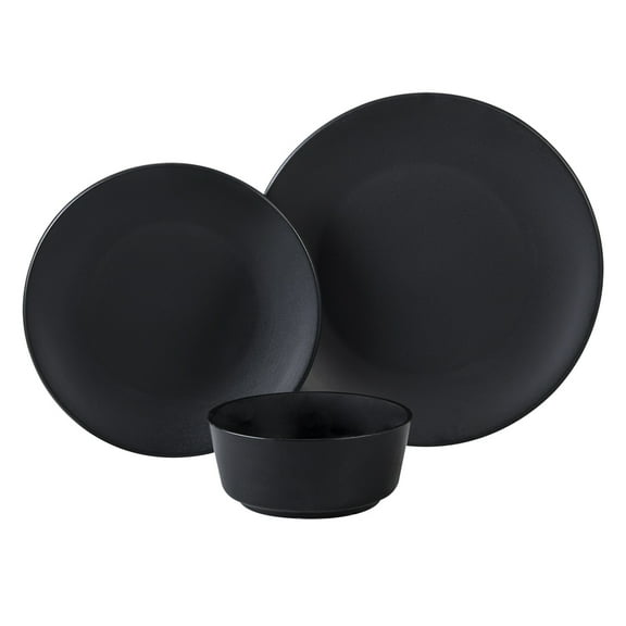 Vajilla De Porcelana Santa Anita De 12 Piezas Color Negro Obsidian Black