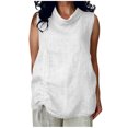 thumbnail image 3 of VBVC Women's Cotton Linen Side Ruched Tank Top , Ladies' Sleeveless Cowl Neck Tunic Blouse , Summer Casual Elegant Vacation Shirt For Women,White,S-2XL, 3 of 9