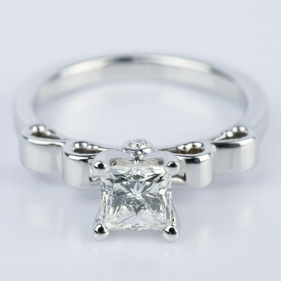 TAAPSEE JEWELS Princess Cut Cubic Zirconia Solitaire Women Engagement Ring In 14K White Gold Plated Silver