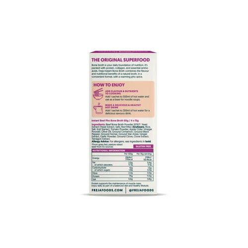 Freja Beef Pho Instant Bone Broth 4 x 15g, British Import (Pack of 2)