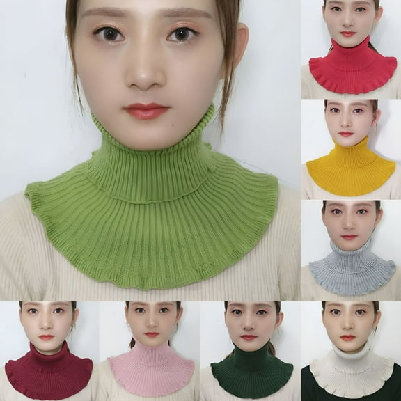 TELOLY Women Fake Collar Neck Gaiter Soft Knitted Solid Color Winter Neck Windproof Warm Turtleneck Scarf for Winter Fishing Hiking Running Motorcycling