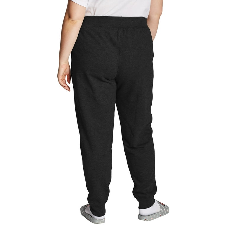 Champion Women s Plus Powerblend Fleece Joggers Vertical Logo Black 1x