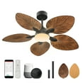 thumbnail image 3 of Craftian 42" Tropical Smart Ceiling Fan with LED Light & Remote, Alexa & Google Compatible, Quiet Reversible DC Motor, 5 Palm Leaf Blades - Walnut, 3 of 11