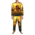 thumbnail image 3 of Fotbe Cartoon Swimming Yellow Duck Pijama de Hombre con Estampado de Manga Larga, Conjunto de 2 Piezas, Ropa de Dormir Suave y Cómoda con Bolsillos-Large, 3 of 7