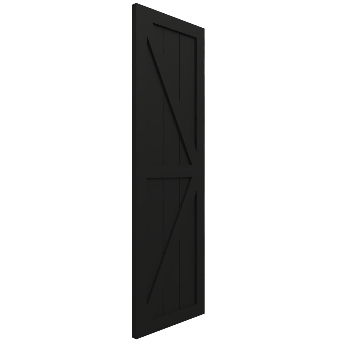 Ekena Millwork 18"W x 64"H True Fit PVC Two Equal Panel Farmhouse Fixed Mount Shutters w/ Z-Bar, Black (Per Pair - Hardware Not Included)