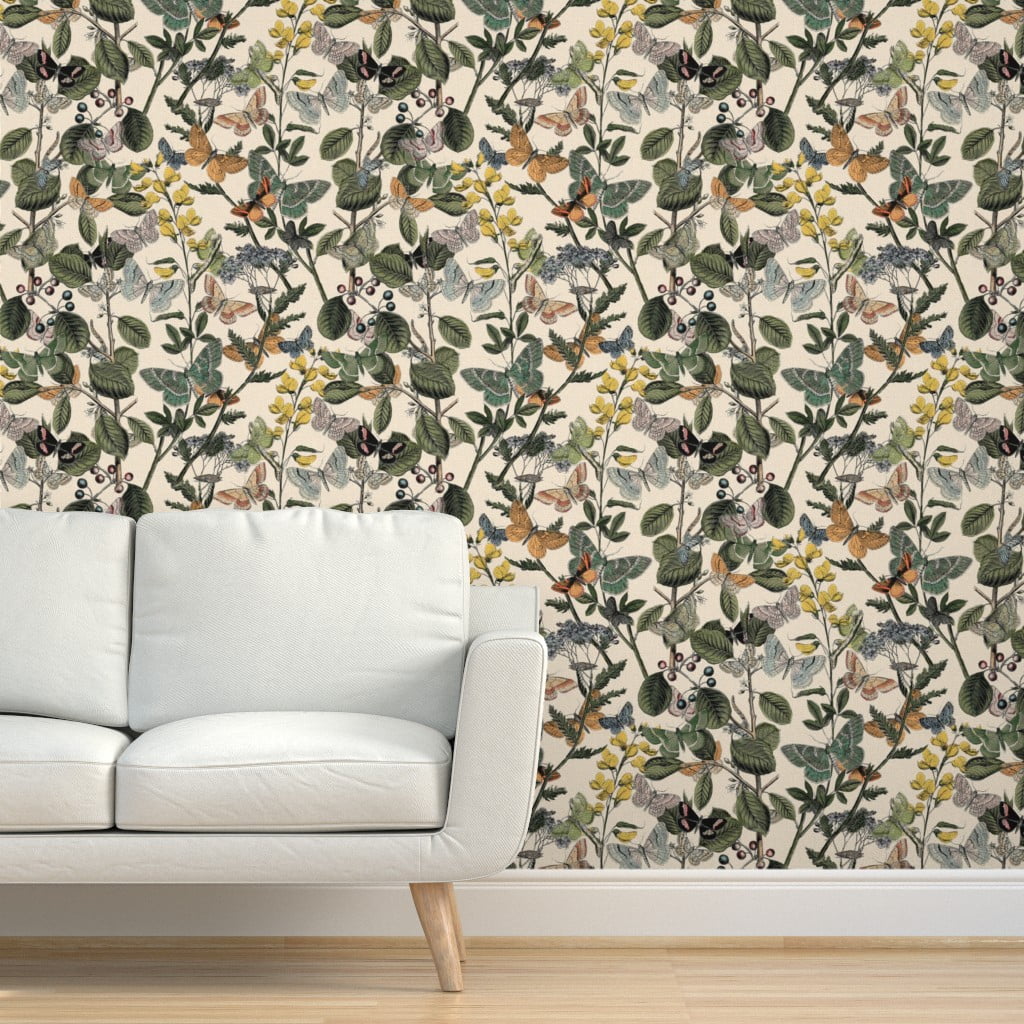 Butterfly Wallpaper Botanical Pattern Nature Wall Décor 