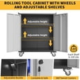 thumbnail image 3 of Telyswee Garage Storage Cabinet with Wheels - Locking Steel Rolling Tools Chest with Handle, Metal Storage Cabinet with Shelf, Grey, 3 of 9