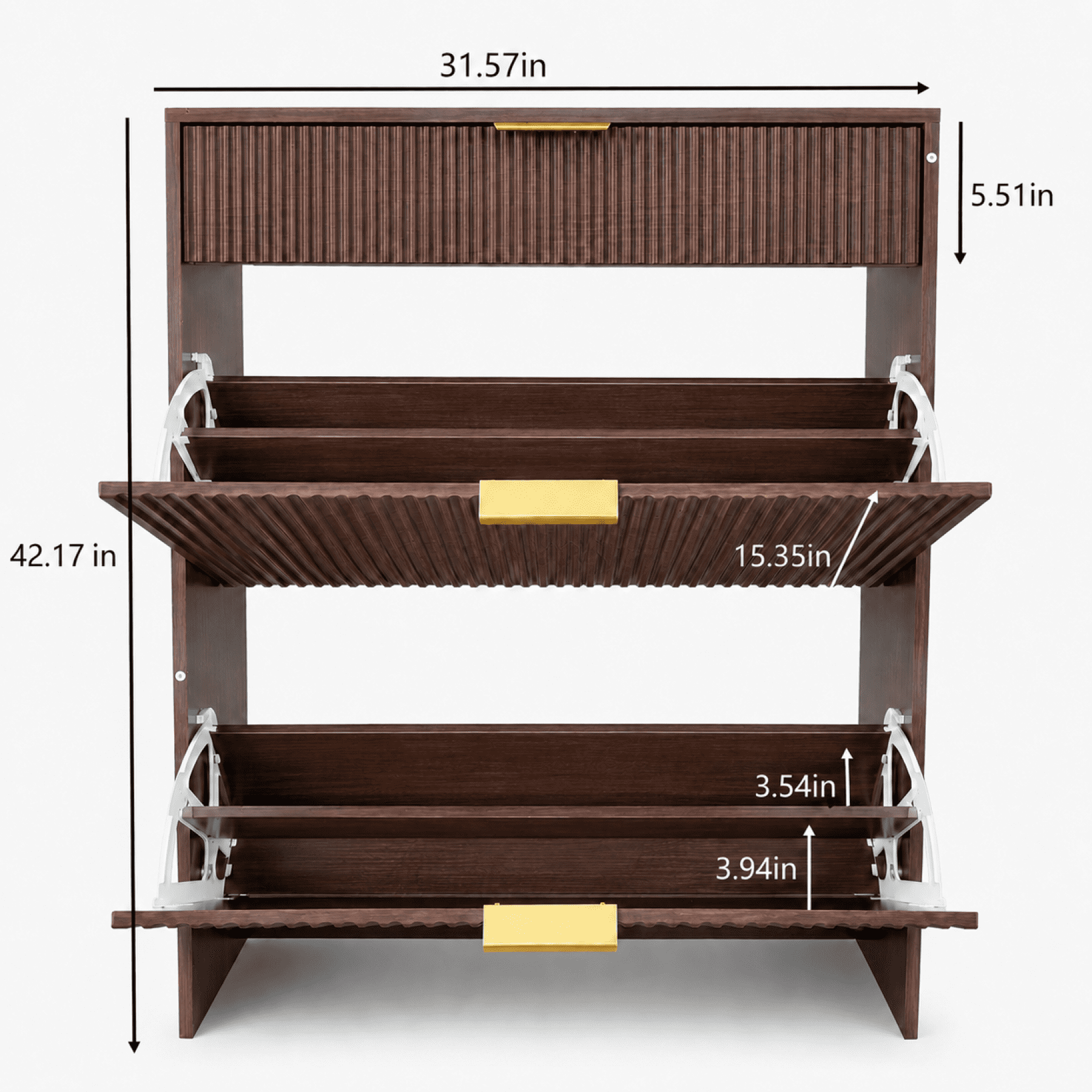 Leumius Shoe Cabinet with 2 Flip Drawers and 1 Drop-Down Drawers,Hidden Wood Shoe Cabinet,Freestanding Shoe Storage Cabinet for Entryway Hallway,Walnut