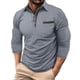 thumbnail image 1 of Ceisia Men's Slim Fit Long Sleeve Turndown Collar Shirt with Contrast Trim and Chest Pocket Gray XL Gifts, 1 of 8