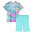 thumbnail image 6 of Tnhcen Women's Summer Printed Crewneck Short Sleeve Top & Shorts Set | Casual Home Wear | Stretchy Polyester Spandex | S-3XL, 6 of 6