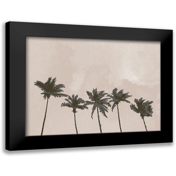 Artographie Studio 14x12 Black Modern Framed Museum Art Print Titled - Windy Palm Trees