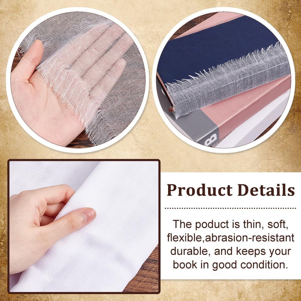 Book Binding Cloth Kits Binding Tools Set with 2Sheets White Cotton Cloth Fabric Book Cloth 2pcs Bone Folder Paper Creaser 1 Brush for DIY Bookbinding Crafts Sewing 126×15.8 inch White