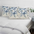 thumbnail image 4 of Blue Wild Flowers Throw Pillow Cover 20 x 36 Inch Decorative Pillow Cover Vintage Eucalyptus Leaves Floral Beige Lumbar Pillowcase Seasonal Rectangle Cushion Case for Couch Sofa Bed Living Room, 4 of 9