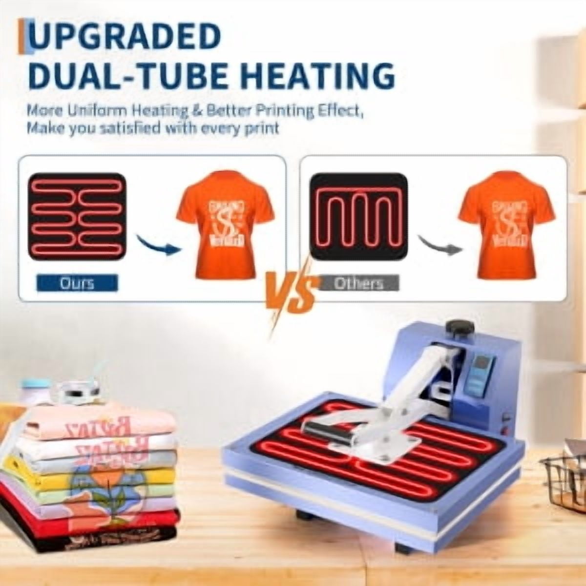 Juiluna 16x24 Heat Press, Digital Professional Sublimation Machine, Fast Heating, Industrial Quality with Adjustable Pressure Industrial Digital Heat Press Machine Sublimation for T-Shirt, Blue