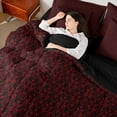 thumbnail image 4 of Feelyou Women Dream Catcher Comforter Set 7pcs, Black Red Damask Floral Queen Bedding Sets, 4 of 8