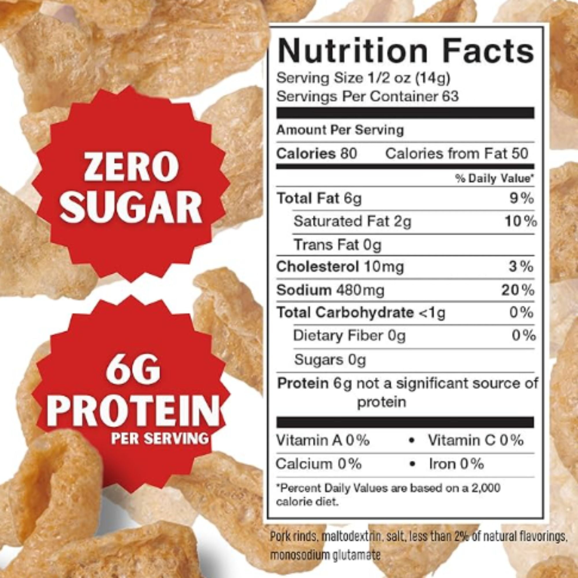 Lowrey's Microwave Popcorn Pork Rinds, Original, 1.75 oz Plastic Pouch