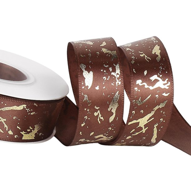 Farfi Cinta de Regalo Multiusos Bellamente Sin Olor Patrón de Rombo Bronceado Decorar Cinta de Envoltura navideña Duradera de 2,5 Yardas para Festivales