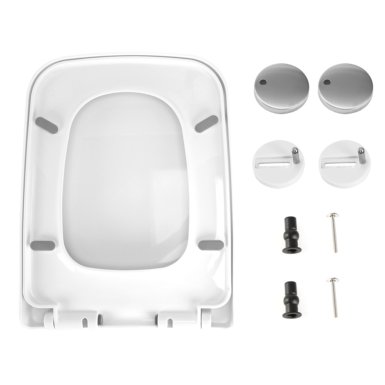 Seat Square Toilet Seat Heavy Duty Seat Toilet Seat Bumpers Quick-Release White