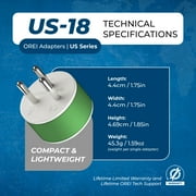 OREI Thailand Travel Plug Adapter - 2 USA Inputs - 3 Pack - Type O
