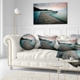 thumbnail image 3 of Designart Wooden Bridge into Blue Sea - Modern Throw Pillow - 12x20, 3 of 5
