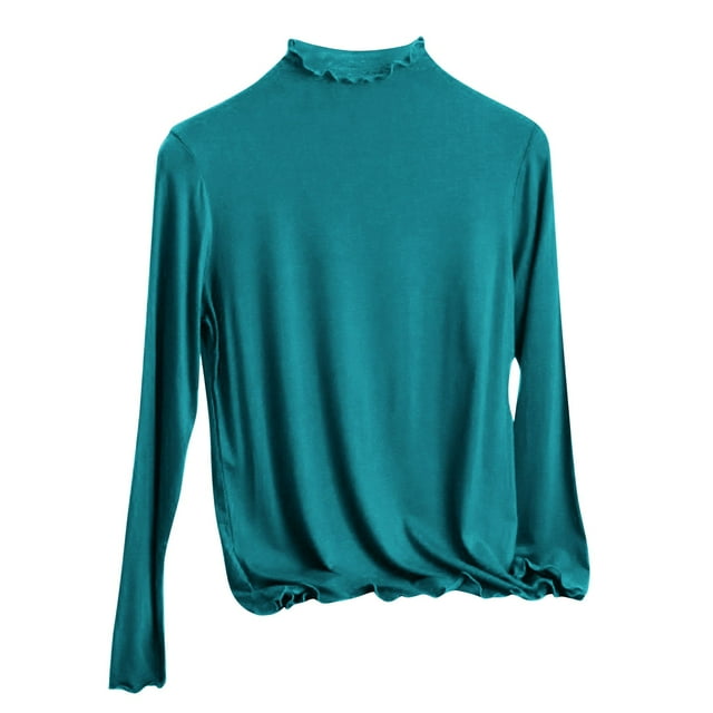 Womens Top,Casual Half High Neck Base Slim Inner Solid Color Long Sleeved High Neck,Shirts for Women