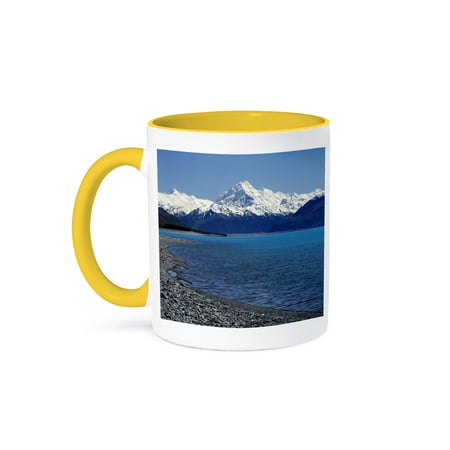 3drose, Aoraki Mt Cook and Lake Pukaki, South Island, New Zealand-au02 Dwa4787 - David Wall, 11oz Two-tone Yellow Mug