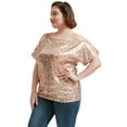 thumbnail image 4 of Women's Plus Size Sequin One Shoulder Short Sleeve Party Top, 4 of 5