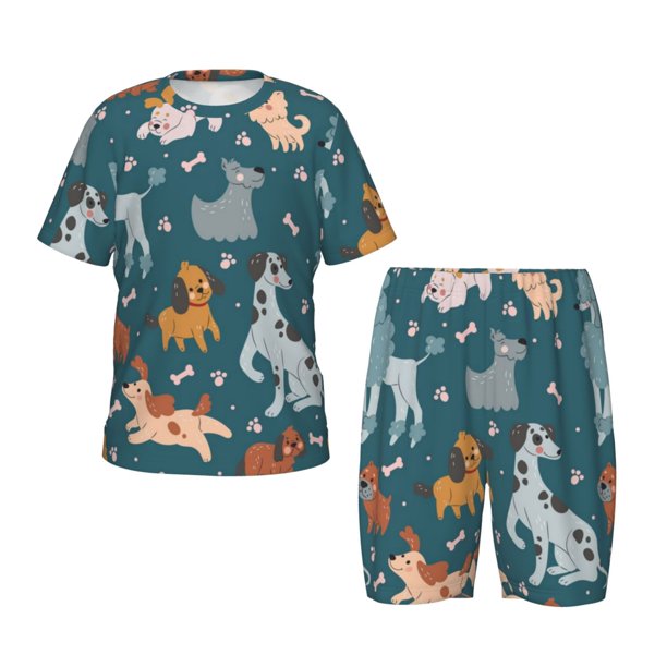 Balery Dogs Conjunto de Pijama Infantil de Manga Corta con Estampado – Ropa de Dormir de Algodón Suave-Small