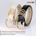 thumbnail image 5 of SUOSDEY Women's Leather Belts for Jeans Gold Loops Belts Ladies Black Belt 2 Pack, 5 of 7