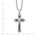 thumbnail image 4 of Stainless Steel Polished Black Ip-Plated With Cz Cross 20In Necklace (20 X 28) Made In China srn296-20, 4 of 5