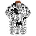 thumbnail image 3 of Camisa con estampado de gato de dibujos animados en 3D para hombre, cómoda, de verano, de manga corta, informal, holgada, de secado rápido, hawaiana, 3 of 5
