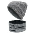 thumbnail image 4 of Dyfzdhu Women&Men Winter Warm Wool Hat Scarf Gloves Slouchy Three Pieces Winter Snow Knit Cap Screen Mittens Scarves Sets Grey, 4 of 4