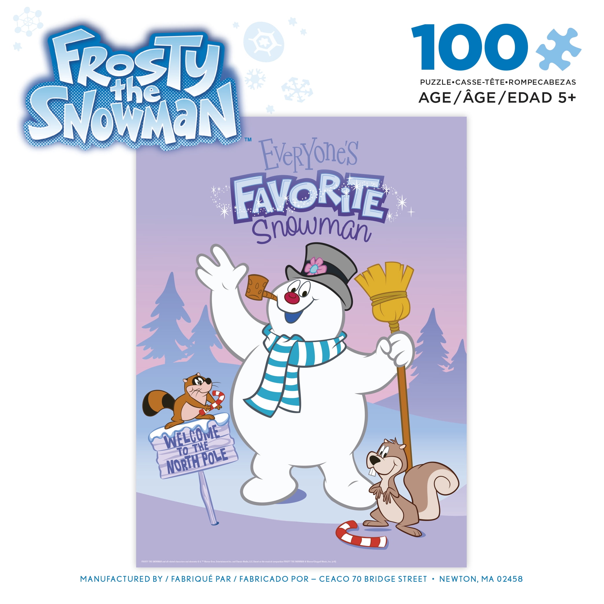 Ceaco 100-Piece Kids Frosty the Snowman Everyone's Favorite Snowman Interlocking Jigsaw Puzzle