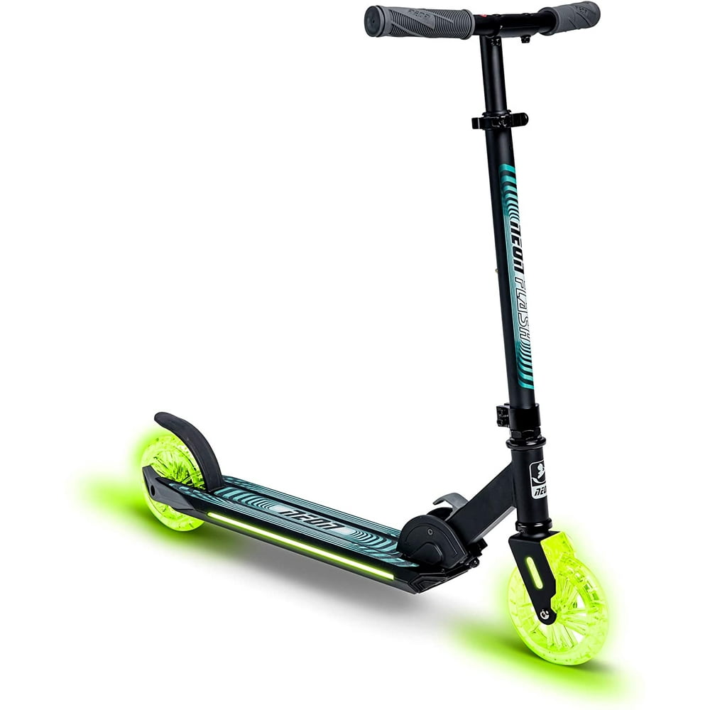 Neon Flash Kids Scooter with LED Lights Light Up Deck & Wheels Kick
