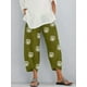 thumbnail image 1 of Pantalones holgados con bolsillos y cintura elástica con estampado de diente de león para mujer, 1 of 6