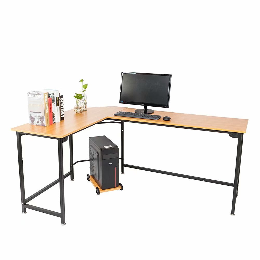 Akoyovwerve LShaped Desktop Computer Desk Flat Angle Wood Color Board