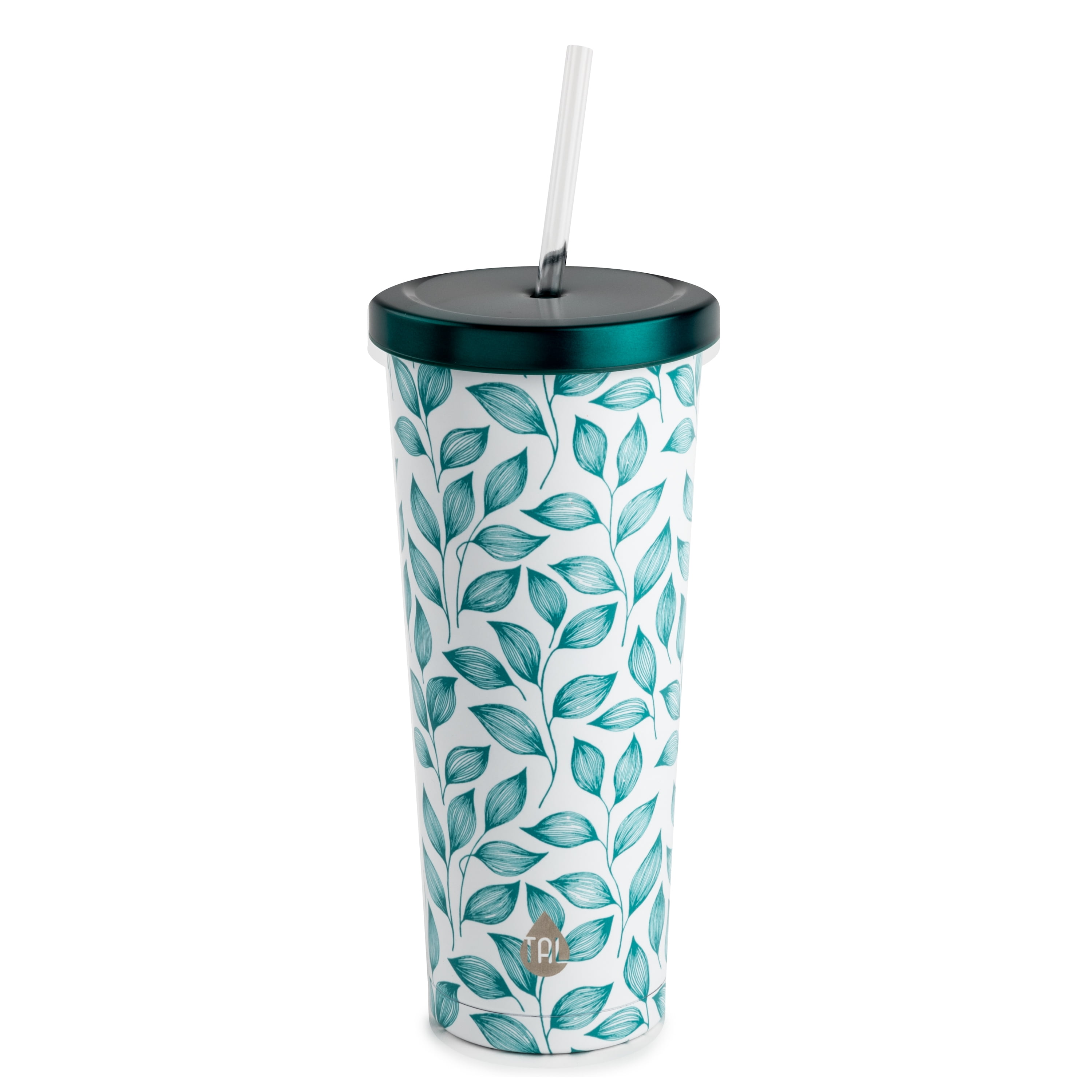 TAL Stainless Steel Coolie Tumbler with Straw 24 fl oz Green Leaf TAL Stainless Steel Coolie Tumbler with Straw 24 fl oz Green Leaf
