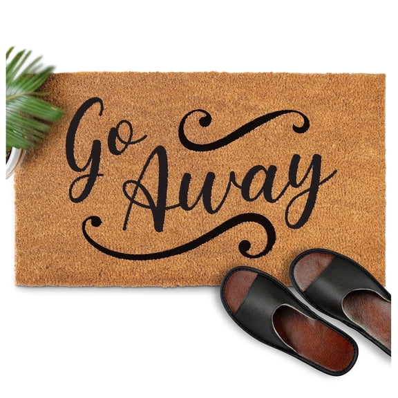 MAINEVENT Go Away Coir Doormat 30x17 Inch, Funny Outdoor Welcome Mat for Outside